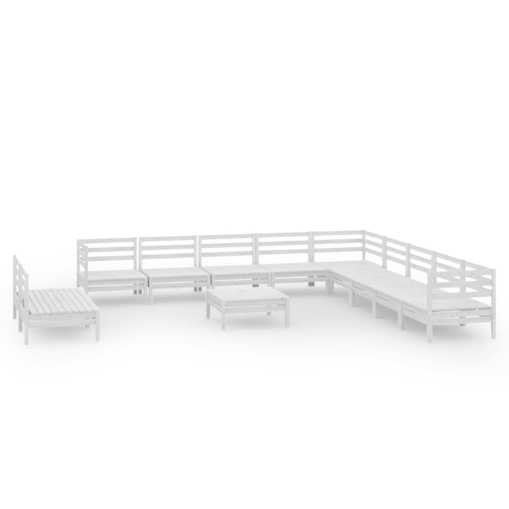 vidaXL Set mobilier de grădină, 12 piese, alb, lemn masiv de pin