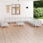 vidaXL Set mobilier de grădină, 12 piese, alb, lemn masiv de pin vidaXL Set mobilier de grădină, 12 piese, alb, lemn masiv de pin