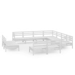 vidaXL Set mobilier de grădină, 11 piese, alb, lemn masiv de pin vidaXL Set mobilier de grădină, 11 piese, alb, lemn masiv de pin