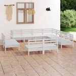 vidaXL Set mobilier de grădină, 11 piese, alb, lemn masiv de pin vidaXL Set mobilier de grădină, 11 piese, alb, lemn masiv de pin