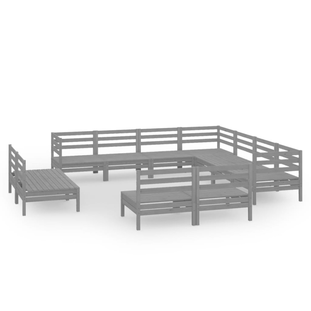 vidaXL Set mobilier de grădină, 11 piese, gri, lemn masiv de pin