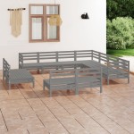 vidaXL Set mobilier de grădină, 11 piese, gri, lemn masiv de pin vidaXL Set mobilier de grădină, 11 piese, gri, lemn masiv de pin