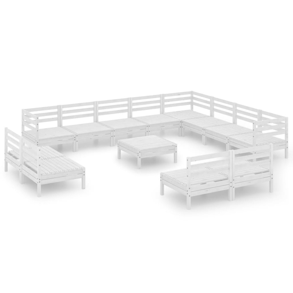 vidaXL Set mobilier de grădină, 13 piese, alb, lemn masiv de pin