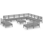 vidaXL Set mobilier de grădină, 13 piese, gri, lemn masiv de pin vidaXL Set mobilier de grădină, 13 piese, gri, lemn masiv de pin