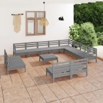 vidaXL Set mobilier de grădină, 13 piese, gri, lemn masiv de pin vidaXL Set mobilier de grădină, 13 piese, gri, lemn masiv de pin
