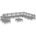 vidaXL Set mobilier de grădină, 11 piese, gri, lemn masiv de pin vidaXL Set mobilier de grădină, 11 piese, gri, lemn masiv de pin