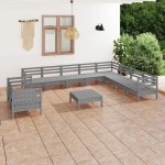 vidaXL Set mobilier de grădină, 11 piese, gri, lemn masiv de pin vidaXL Set mobilier de grădină, 11 piese, gri, lemn masiv de pin