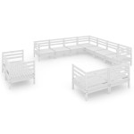 vidaXL Set mobilier de grădină, 11 piese, alb, lemn masiv de pin vidaXL Set mobilier de grădină, 11 piese, alb, lemn masiv de pin