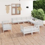 vidaXL Set mobilier de grădină, 11 piese, alb, lemn masiv de pin vidaXL Set mobilier de grădină, 11 piese, alb, lemn masiv de pin