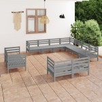 vidaXL Set mobilier de grădină, 11 piese, gri, lemn masiv de pin vidaXL Set mobilier de grădină, 11 piese, gri, lemn masiv de pin