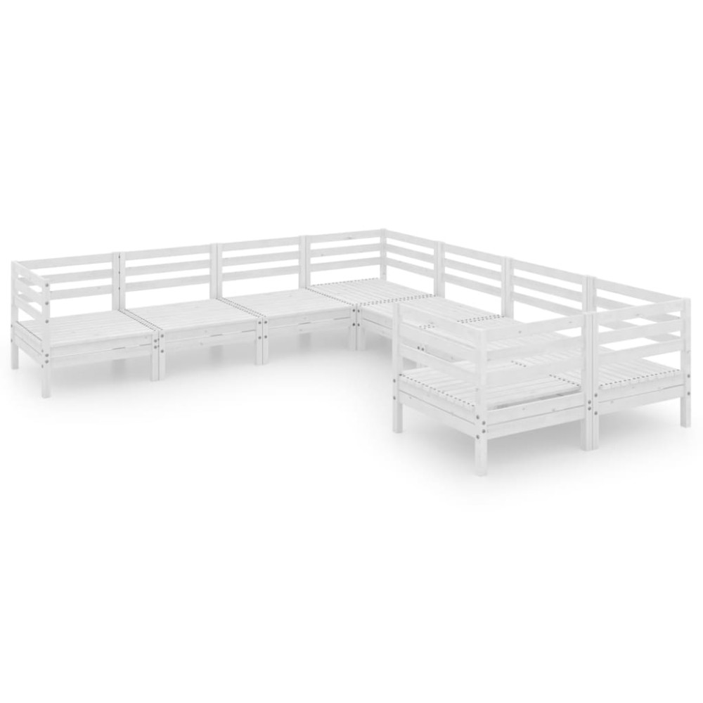 vidaXL Set mobilier de grădină, 8 piese, alb, lemn masiv de pin