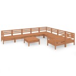 vidaXL Set mobilier de grădină, 10 piese, maro miere, lemn masiv pin vidaXL Set mobilier de grădină, 10 piese, maro miere, lemn masiv pin