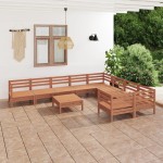 vidaXL Set mobilier de grădină, 10 piese, maro miere, lemn masiv pin vidaXL Set mobilier de grădină, 10 piese, maro miere, lemn masiv pin