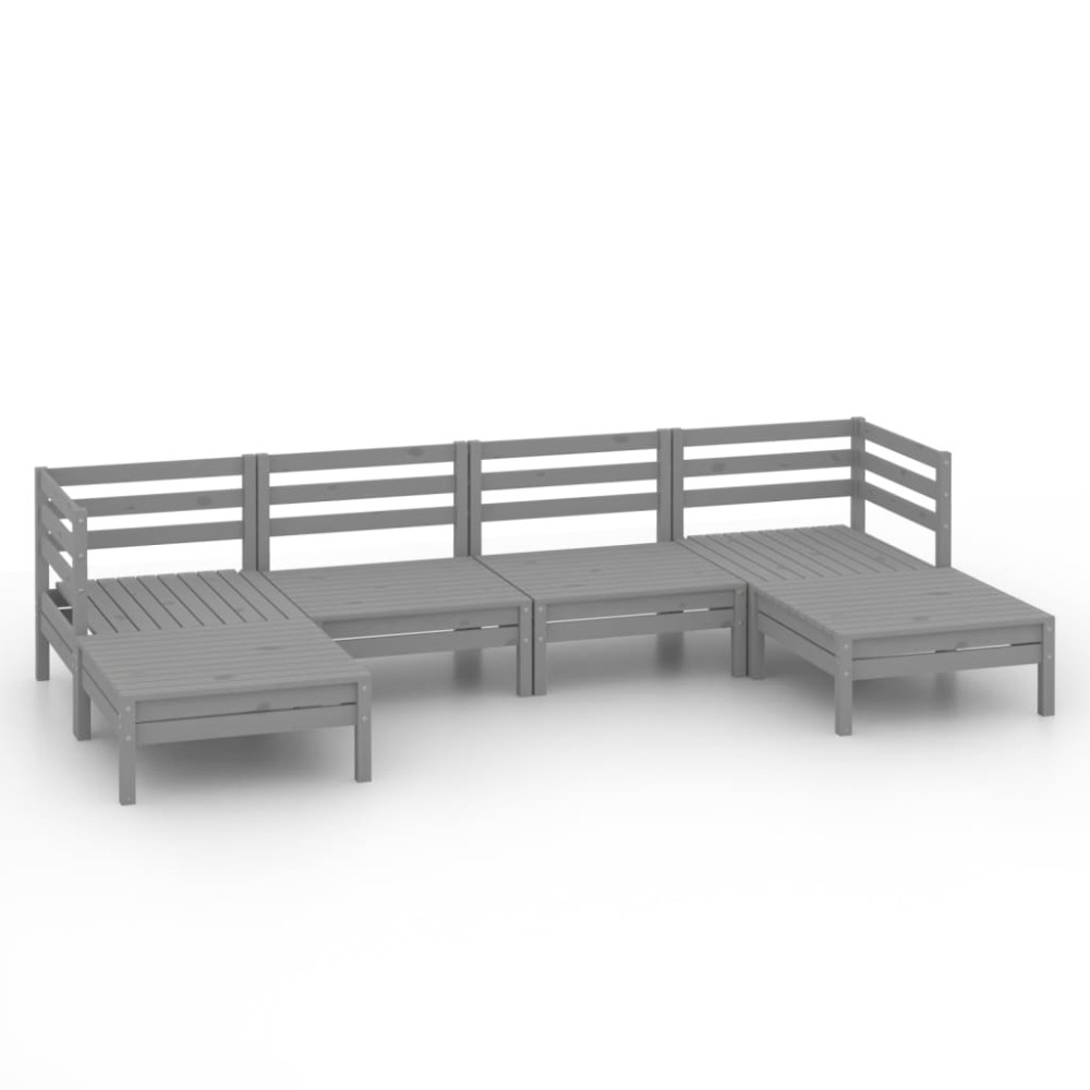 vidaXL Set mobilier de grădină, 6 piese, gri, lemn masiv de pin