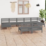 vidaXL Set mobilier de grădină, 9 piese, gri, lemn masiv de pin vidaXL Set mobilier de grădină, 9 piese, gri, lemn masiv de pin