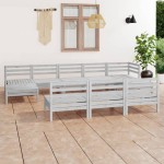 vidaXL Set mobilier de grădină, 10 piese, alb, lemn masiv de pin vidaXL Set mobilier de grădină, 10 piese, alb, lemn masiv de pin