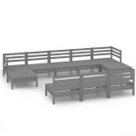 vidaXL Set mobilier de grădină, 10 piese, gri, lemn masiv de pin vidaXL Set mobilier de grădină, 10 piese, gri, lemn masiv de pin
