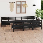 vidaXL Set mobilier de grădină, 10 piese, negru, lemn masiv de pin vidaXL Set mobilier de grădină, 10 piese, negru, lemn masiv de pin