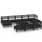 vidaXL Set mobilier de grădină, 11 piese, negru, lemn masiv de pin vidaXL Set mobilier de grădină, 11 piese, negru, lemn masiv de pin