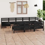 vidaXL Set mobilier de grădină, 11 piese, negru, lemn masiv de pin vidaXL Set mobilier de grădină, 11 piese, negru, lemn masiv de pin