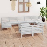 vidaXL Set mobilier de grădină, 10 piese, alb, lemn masiv de pin vidaXL Set mobilier de grădină, 10 piese, alb, lemn masiv de pin