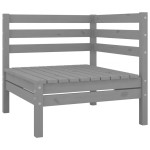 vidaXL Set mobilier relaxare grădină, 10 piese, gri, lemn masiv pin