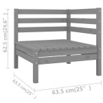 vidaXL Set mobilier relaxare grădină, 10 piese, gri, lemn masiv pin
