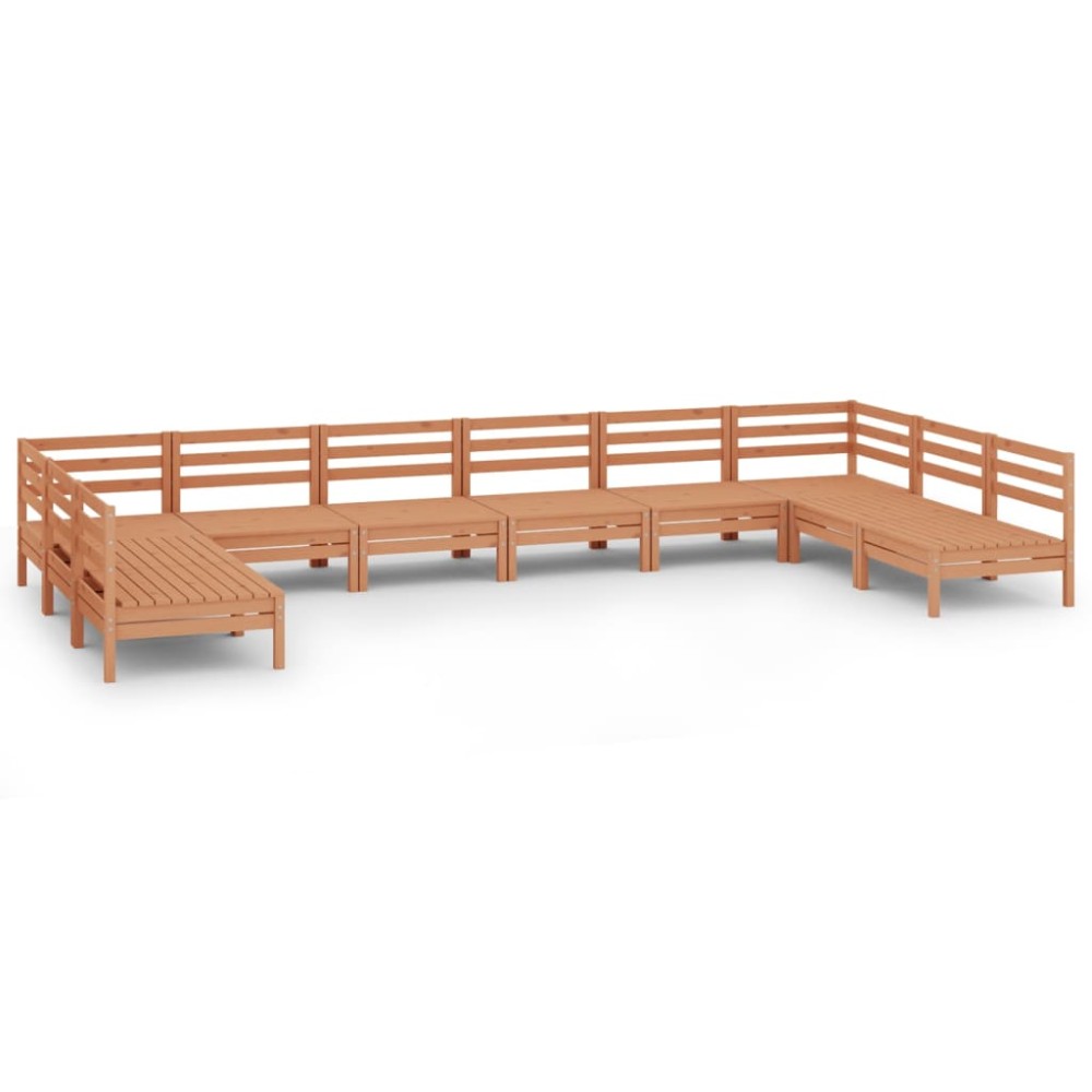 vidaXL Set relaxare de grădină, 10 piese, maro miere, lemn masiv pin