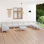 vidaXL Set mobilier grădină, 11 piese, alb, lemn masiv pin vidaXL Set mobilier grădină, 11 piese, alb, lemn masiv pin