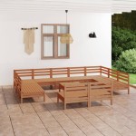 vidaXL Set mobilier de grădină, 12 piese, maro miere, lemn masiv pin vidaXL Set mobilier de grădină, 12 piese, maro miere, lemn masiv pin