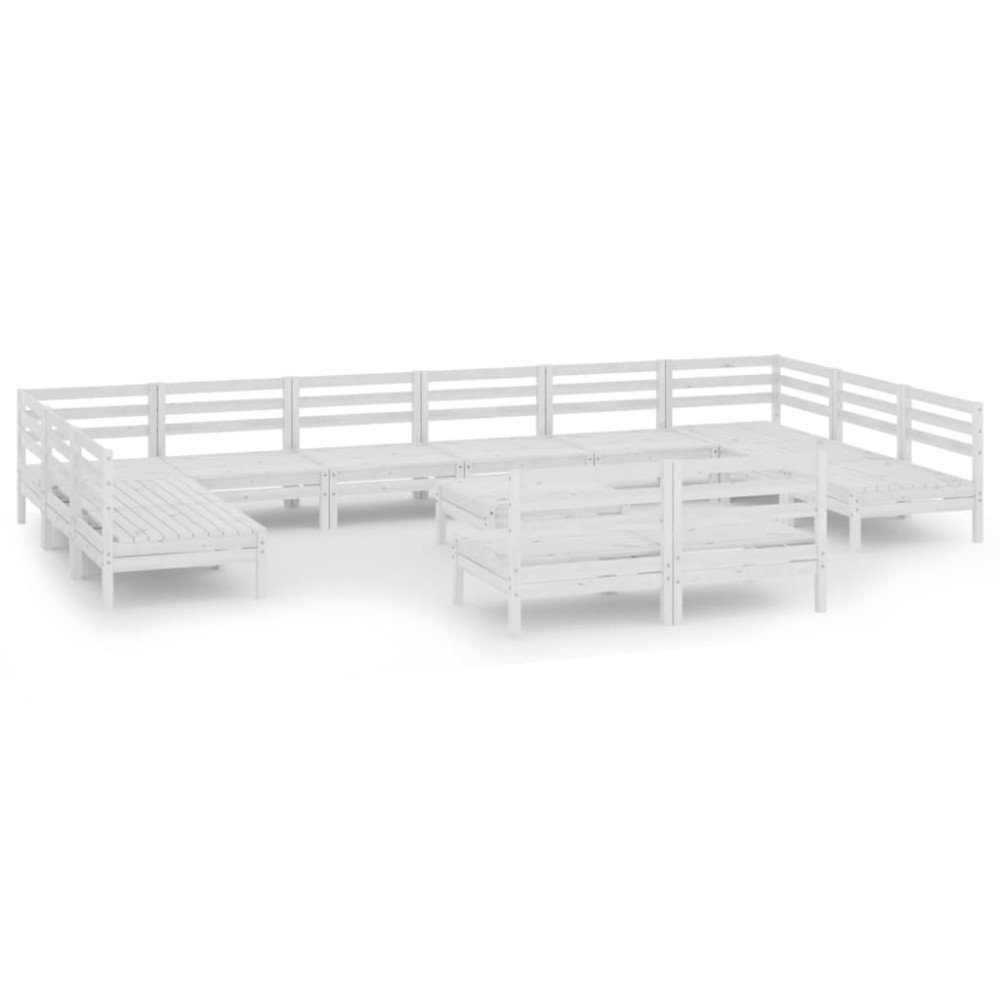 vidaXL Set mobilier de grădină, 13 piese, alb, lemn masiv de pin