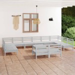 vidaXL Set mobilier de grădină, 13 piese, alb, lemn masiv de pin vidaXL Set mobilier de grădină, 13 piese, alb, lemn masiv de pin