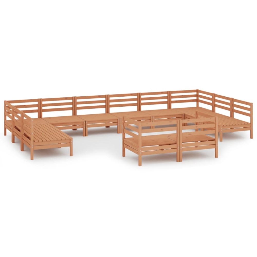 vidaXL Set mobilier de grădină, 12 piese, maro miere, lemn masiv pin