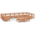 vidaXL Set mobilier de grădină, 12 piese, maro miere, lemn masiv pin vidaXL Set mobilier de grădină, 12 piese, maro miere, lemn masiv pin