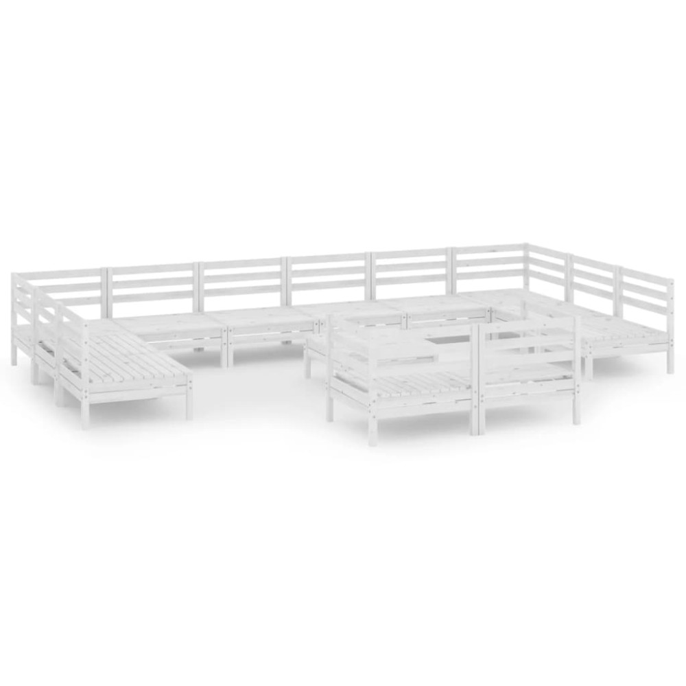vidaXL Set mobilier de grădină, 13 piese, alb, lemn masiv de pin
