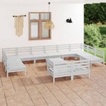 vidaXL Set mobilier de grădină, 13 piese, alb, lemn masiv de pin vidaXL Set mobilier de grădină, 13 piese, alb, lemn masiv de pin