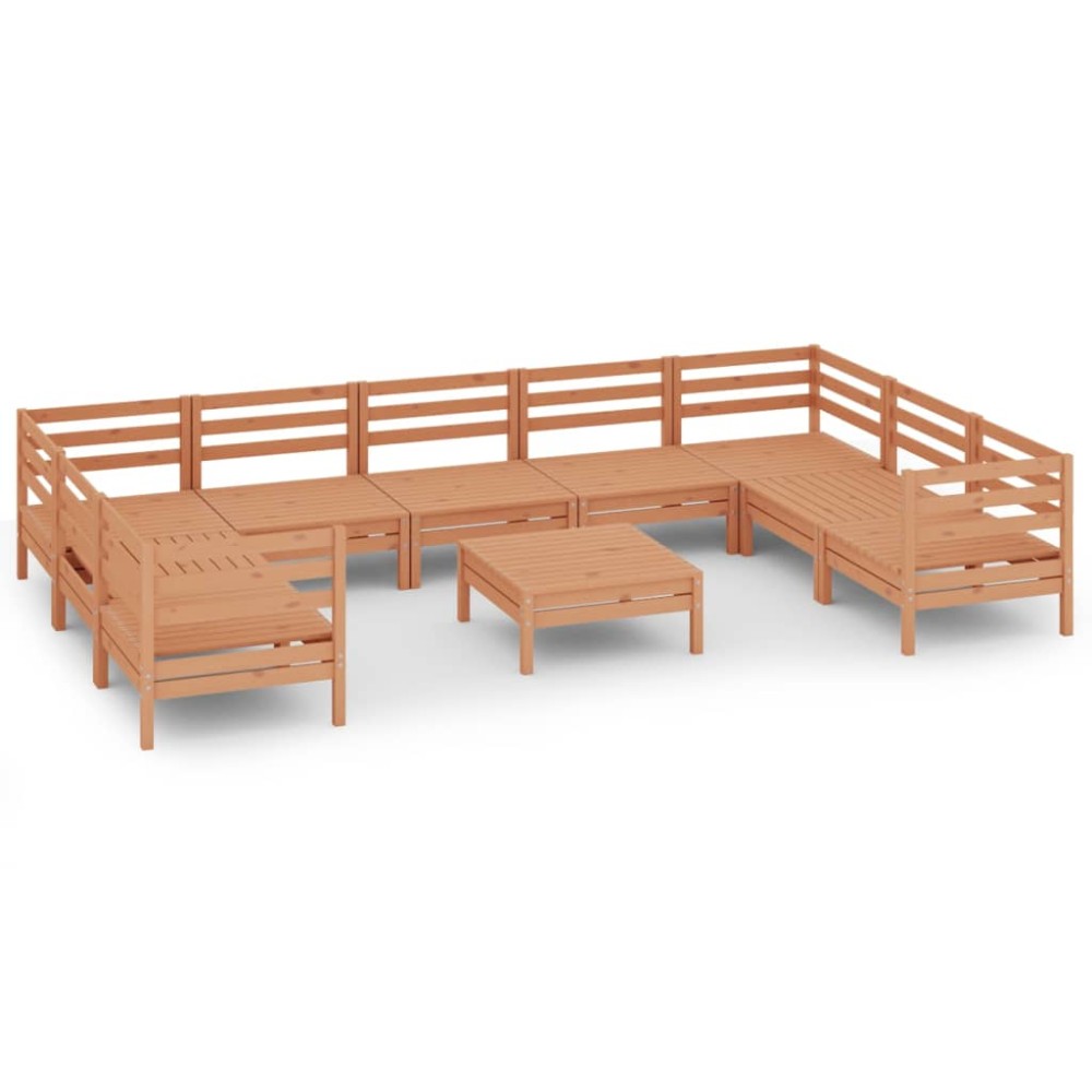 vidaXL Set relaxare de grădină, 10 piese, maro miere, lemn masiv pin