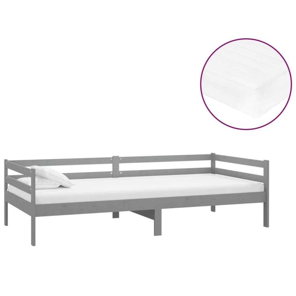 vidaXL Pat de zi cu saltea, 90x200 cm, lemn masiv de pin