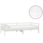 vidaXL Pat de zi cu saltea, 90x200 cm, alb, lemn masiv de pin