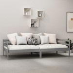 vidaXL Pat de zi cu saltea, gri, 90x200 cm, lemn masiv de pin