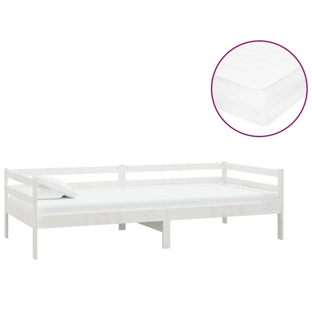 vidaXL Pat de zi cu saltea, 90x200 cm, lemn masiv de pin