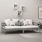 vidaXL Pat de zi cu saltea, gri, 90x200 cm, lemn masiv de pin