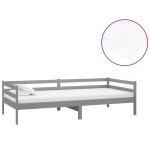vidaXL Pat de zi cu saltea, gri, 90x200 cm, lemn masiv de pin