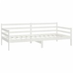vidaXL Pat de zi cu saltea, alb, 90x200 cm, lemn masiv de pin