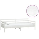 vidaXL Pat de zi cu saltea, alb, 90x200 cm, lemn masiv de pin vidaXL Pat de zi cu saltea, alb, 90x200 cm, lemn masiv de pin