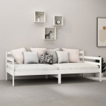 vidaXL Pat de zi cu saltea, alb, 90x200 cm, lemn masiv de pin vidaXL Pat de zi cu saltea, alb, 90x200 cm, lemn masiv de pin