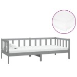 vidaXL Pat de zi cu saltea, gri, 90x200 cm, lemn masiv de pin