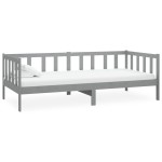 vidaXL Pat de zi cu saltea, gri, 90x200 cm, lemn masiv de pin