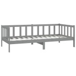 vidaXL Pat de zi cu saltea, gri, 90x200 cm, lemn masiv de pin