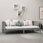 vidaXL Pat de zi cu saltea, gri, 90x200 cm, lemn masiv de pin